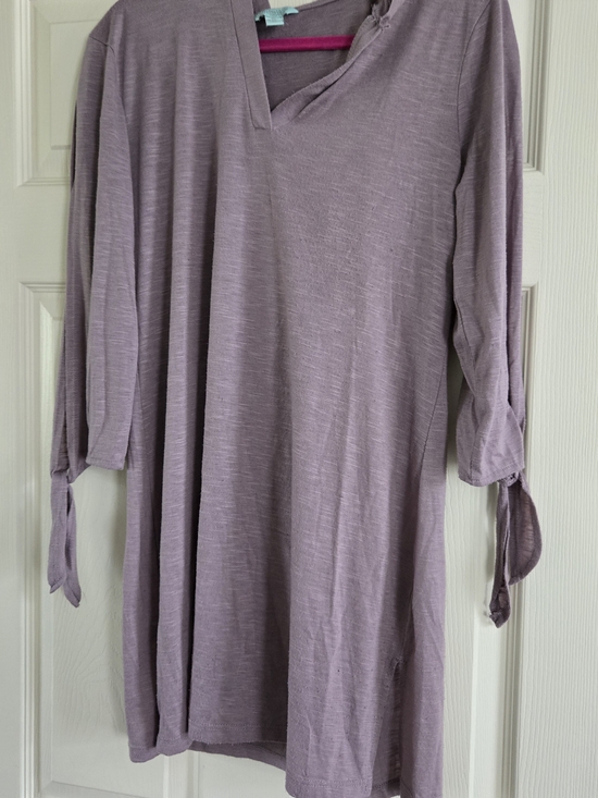 balance cover up Tops - Lavender Tie-Sleeve V-Neck Tunic